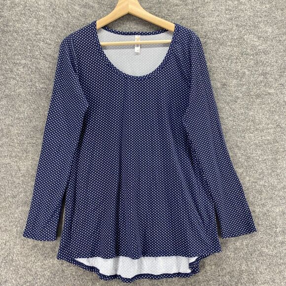 LulaRoe Top Women M Medium Blue Polka Dot Long Sleeve Round Neck Pullover Casual - Picture 3 of 9